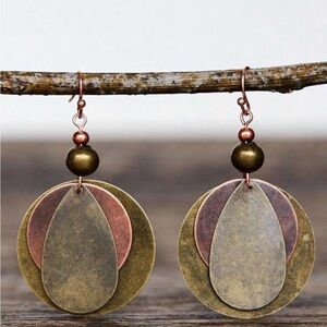 Chic Layered Gold and Bronze Earrings